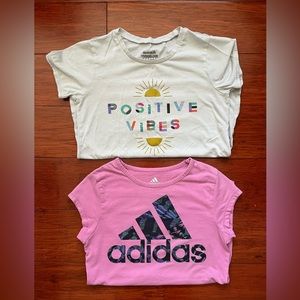 Lot of 2 Girls active wear tshirts, Adidas, Reebok, Grils Medium